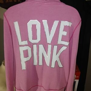 Victoria's Secret Pink Hoodie with White Lettering Foil Outline